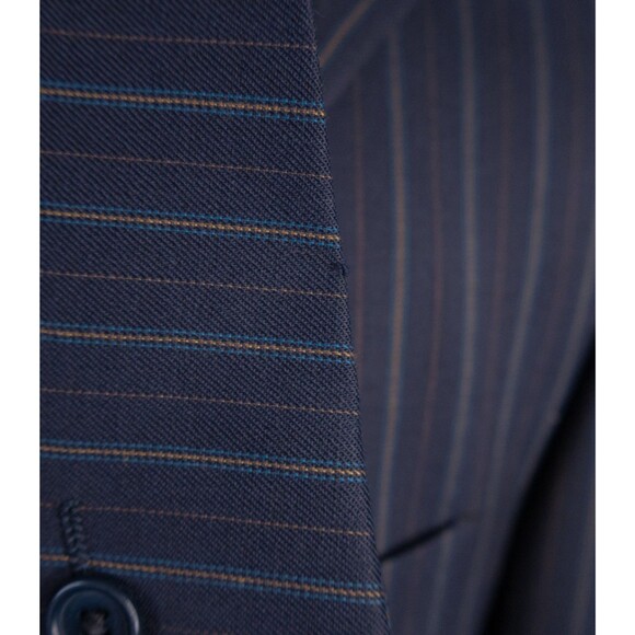 TED BAKER LONDON 2-Pcs Suit Striped Blue Wool Jacket Blazer Sz 44R Pants 36X29 - Picture 7 of 16